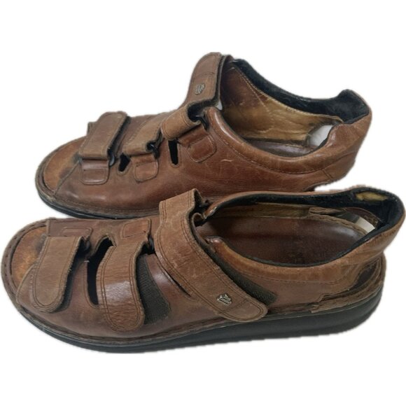 Finn Comfort Men\'s Tunis Sandals Brown Genuine Leather EU 41 US 8